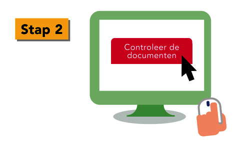 Op het computerscherm wordt er geklikt op de knop 'Controleer de documenten'.