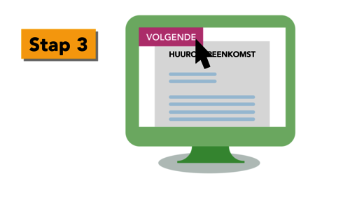 Op het computerscherm wordt er geklikt op de knop 'Volgende'.